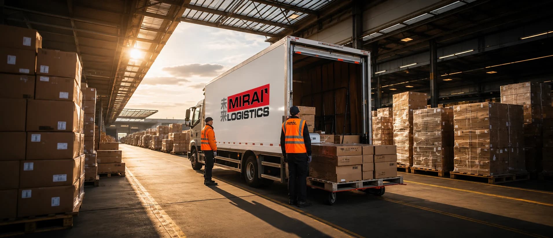 Movers loading a container truck
